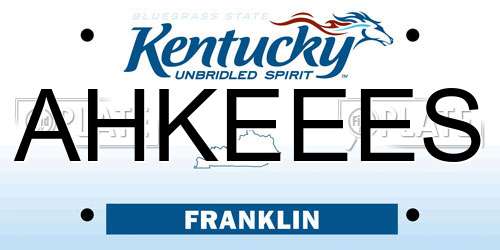 AHKEEES Kentucky License Plate