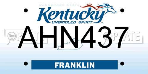 AHN437 Kentucky License Plate