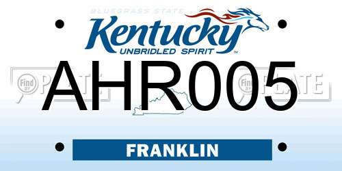 AHR005 Kentucky License Plate