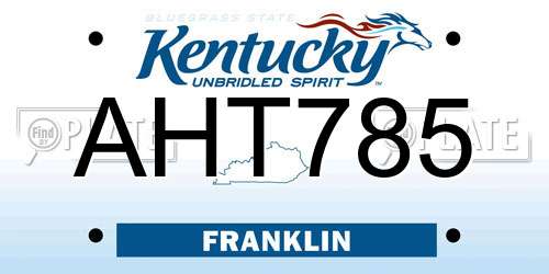 AHT785 Kentucky License Plate