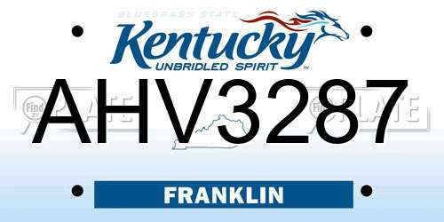 AHV3287 Kentucky License Plate