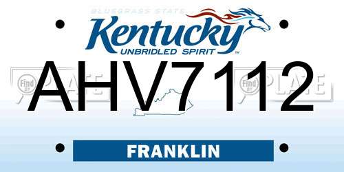 AHV7112 Kentucky License Plate