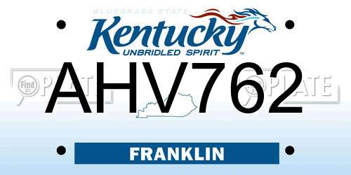 AHV762 Kentucky License Plate