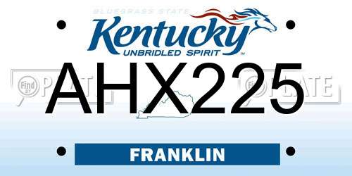 AHX225 Kentucky License Plate
