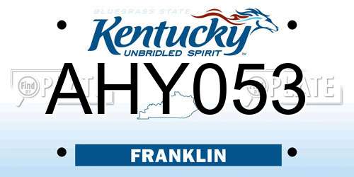 AHY053 Kentucky License Plate