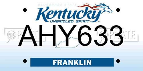 AHY633 Kentucky License Plate