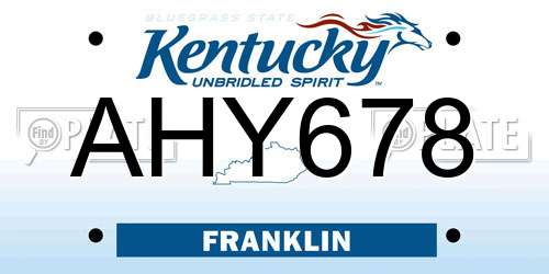 AHY678 Kentucky License Plate