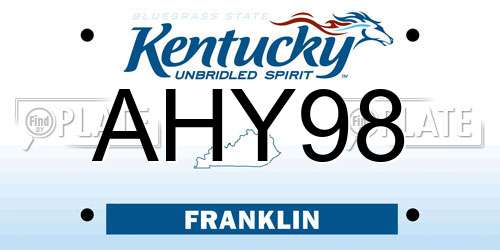 AHY98 Kentucky License Plate