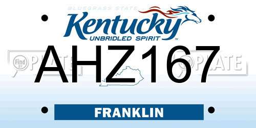 AHZ167 Kentucky License Plate