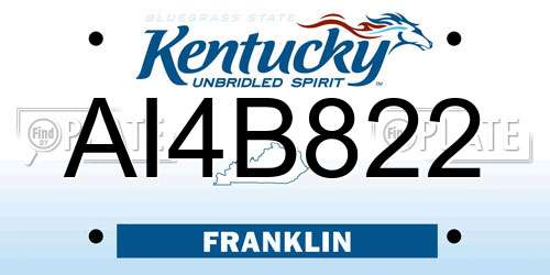 AI4B822 Kentucky License Plate
