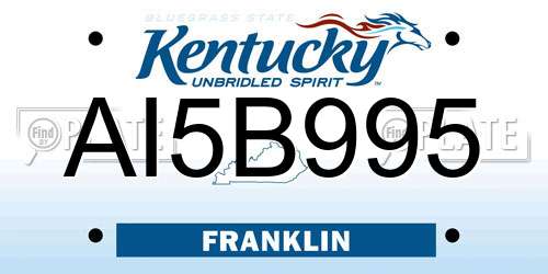 AI5B995 Kentucky License Plate