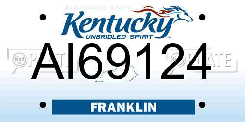 AI69124 Kentucky License Plate