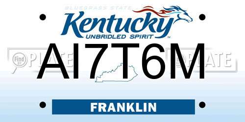 AI7T6M Kentucky License Plate