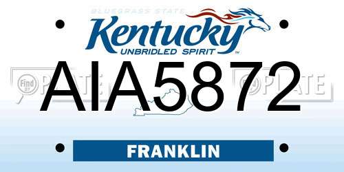 AIA5872 Kentucky License Plate