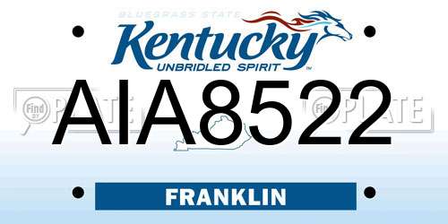 AIA8522 Kentucky License Plate