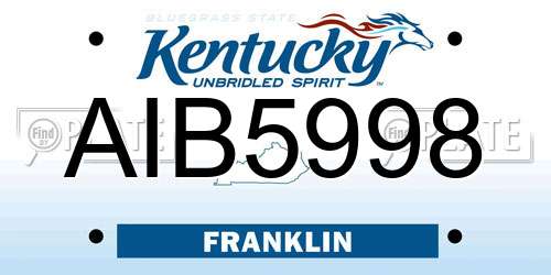 AIB5998 Kentucky License Plate