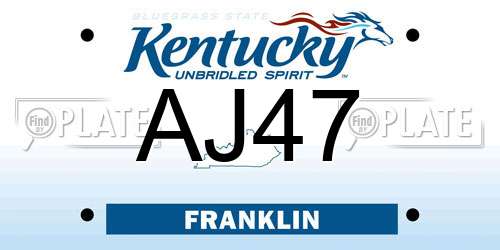 AJ47 Kentucky License Plate