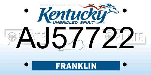 AJ57722 Kentucky License Plate
