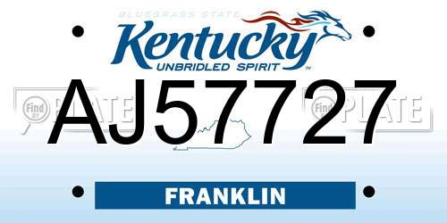 AJ57727 Kentucky License Plate