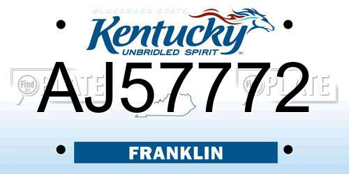 AJ57772 Kentucky License Plate