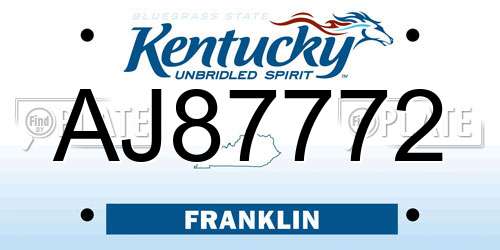 AJ87772 Kentucky License Plate