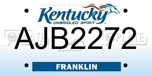 AJB2272 Kentucky License Plate