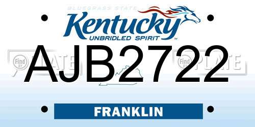 AJB2722 Kentucky License Plate