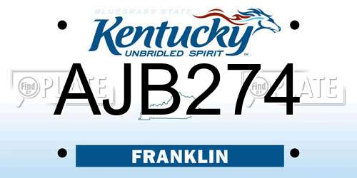 AJB274 Kentucky License Plate