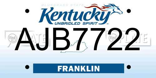 AJB7722 Kentucky License Plate