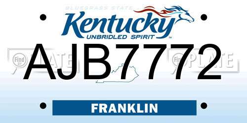 AJB7772 Kentucky License Plate
