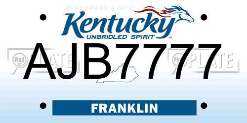 AJB7777 Kentucky License Plate
