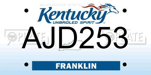 AJD253 Kentucky License Plate