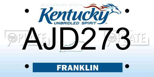 AJD273 Kentucky License Plate