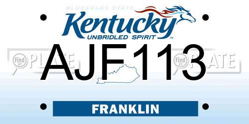 AJF113 Kentucky License Plate