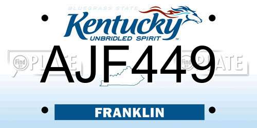 AJF449 Kentucky License Plate