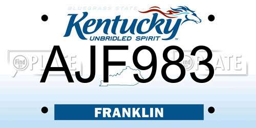 AJF983 Kentucky License Plate
