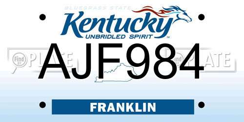 AJF984 Kentucky License Plate