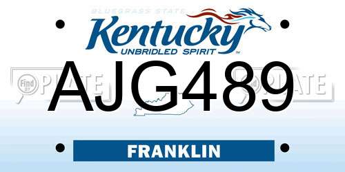 AJG489 Kentucky License Plate