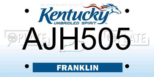 AJH505 Kentucky License Plate