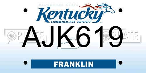 AJK619 Kentucky License Plate