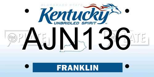 AJN136 Kentucky License Plate