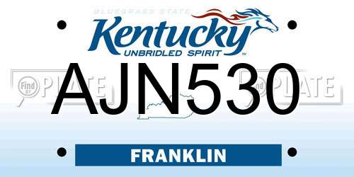 AJN530 Kentucky License Plate