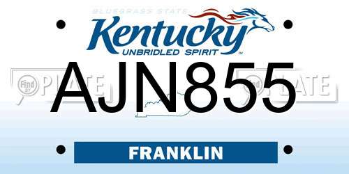 AJN855 Kentucky License Plate