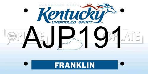 AJP191 Kentucky License Plate