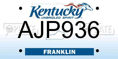 AJP936 Kentucky License Plate