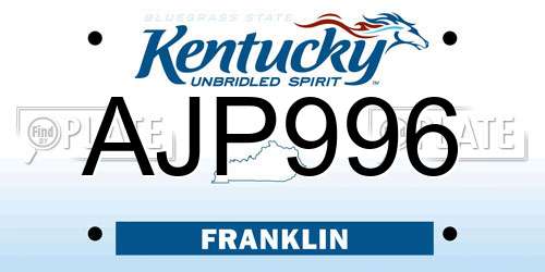 AJP996 Kentucky License Plate