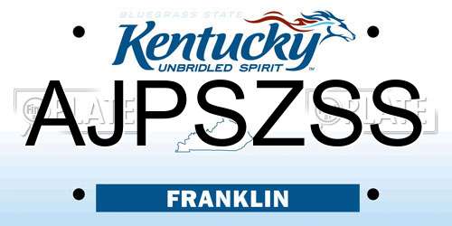 AJPSZSS Kentucky License Plate