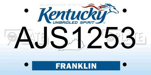 AJS1253 Kentucky License Plate