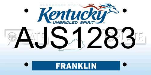 AJS1283 Kentucky License Plate