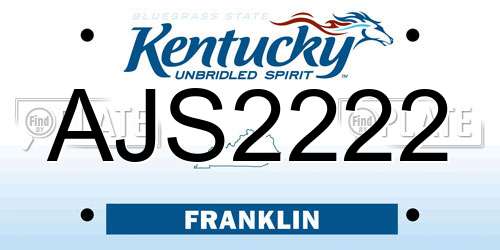 AJS2222 Kentucky License Plate